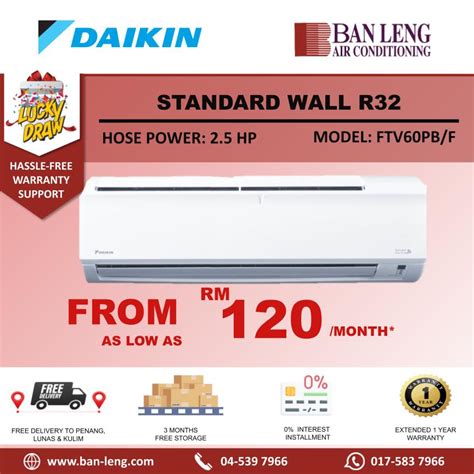 Daikin 2 5HP Wall R32 Standard Non Inverter With Built In Wifi