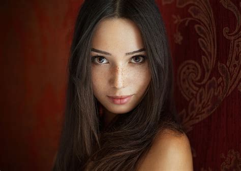 Mujeres Maxim Maximov Cara Retrato Mariya Volokh Pecas Morena Ojos Marrones Fondo De