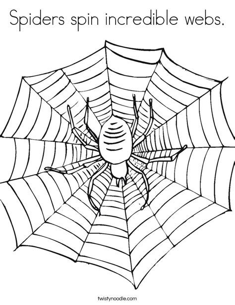 Print and color halloween pdf coloring books from primarygames. Spiders spin incredible webs Coloring Page - Twisty Noodle