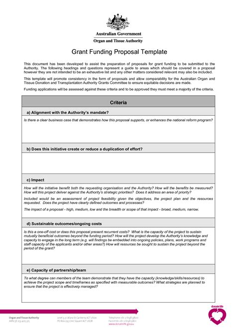 Grant Proposal Template Business Mentor