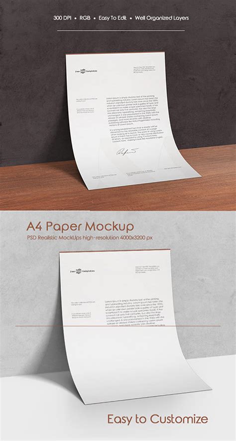 A4 Paper Mock Up Mockups Free Psd Templates Print Templates Psd