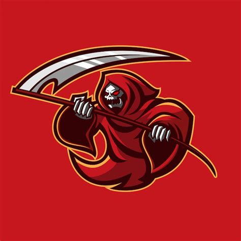 Grim Reaper Esport Gaming Modèle De Logo De Mascotte Vecteur Premium