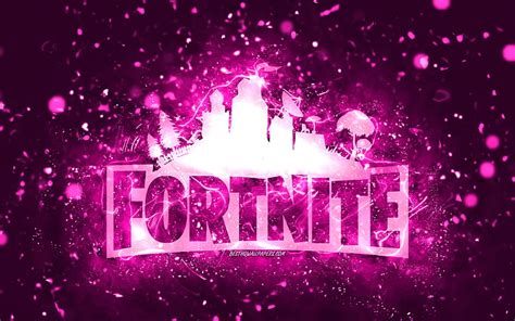 4k Free Download Fortnite Purple Logo Purple Neon Lights Creative