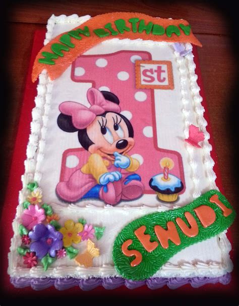 What first birthday cake designs for baby boy are better? Minnie mouse one year birthday cake for a baby girl.. Done ...