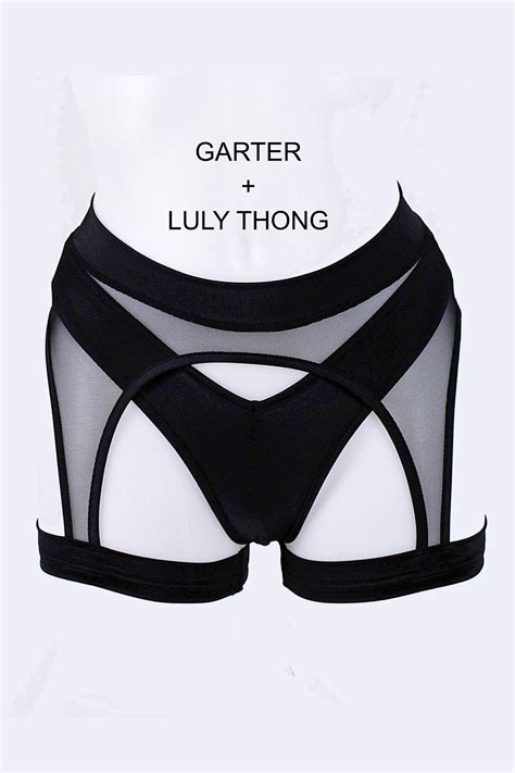 Sheer Black Lingerie 2 Pieces Set Thigh Garter Belt Whit Etsy