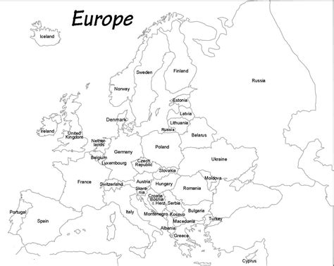 Click on the europe physical outline map to view it full screen. Outline Map of Europe | Printable Blank Map of Europe ...