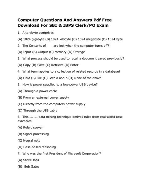 What is a device connecting a network without using a cable? Computer Questions And Answers Pdf Free Download For SBI ...