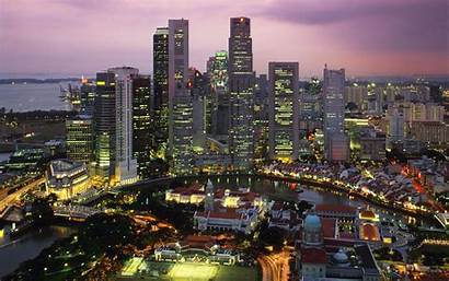 Singapore Wallpapers Cityscape Night Singapur Desktop 4k