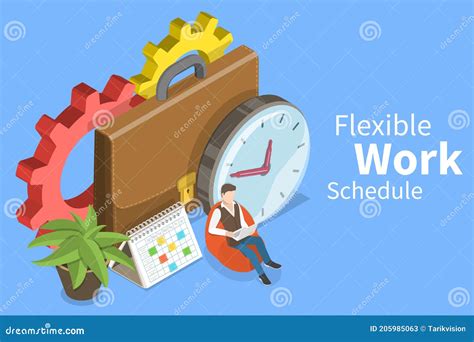 3D Isometric Flat Vector Conceptual Illustration of Flexible Work