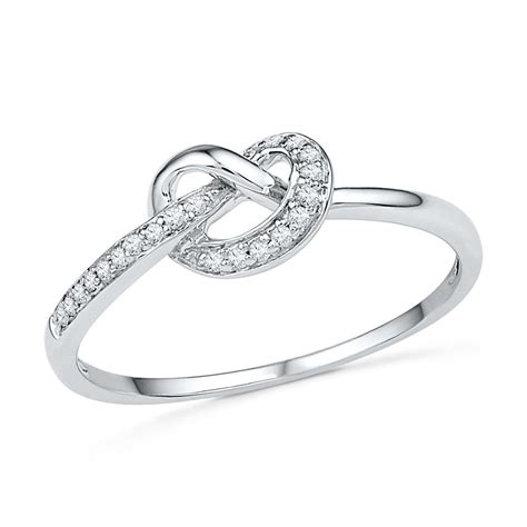 diamond love knot promise ring white gold or silver promise rings for girlfriend cute