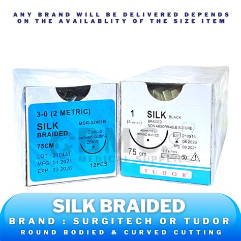 Silk Braided Sutures Sutures Silk Cutting Round 1 Box 12 Pieces