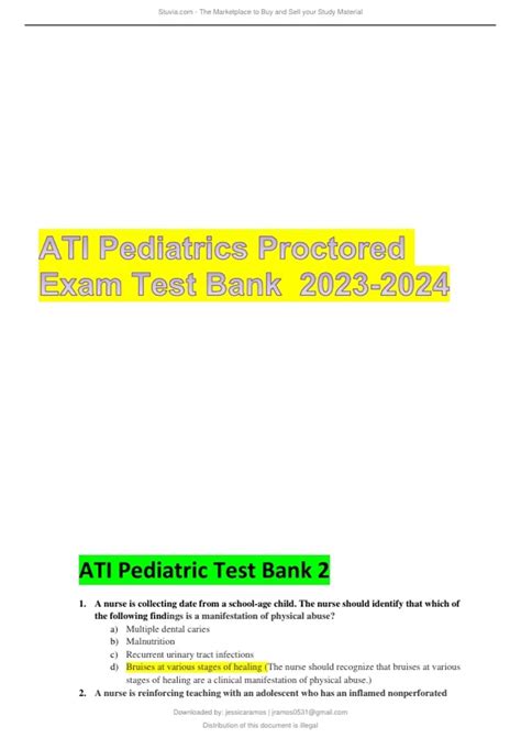 ATI Pediatrics Proctored Exam Test Bank - ATI Pediatrics - Stuvia US