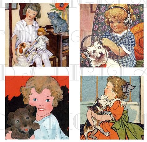 Children Pet Dogs Vintage Illustration Digital Dog Collage Etsy