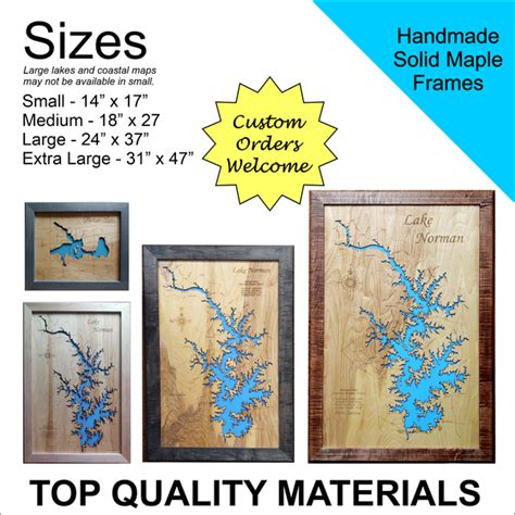 Millwood Lake Arkansas Laser Cut Wood Map Personal Handcrafted Displays