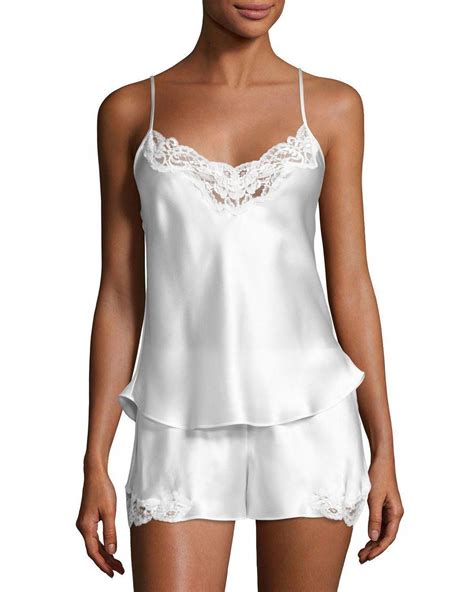 Christine Designs Bijoux Silk Satin Cami Short Pajamas Set White Free S H Compare