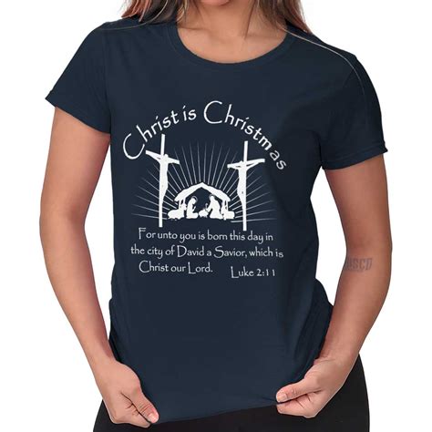 Jesus Christ Christmas Christian Shirt Holiday Religious T Ladies