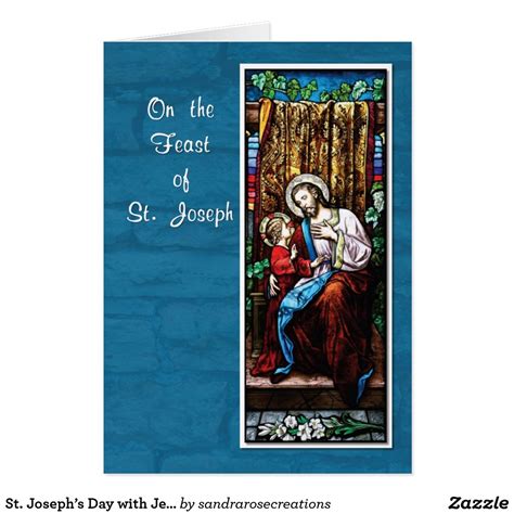 St Josephs Day With Jesus On Blue Card Zazzle Joseph Christian