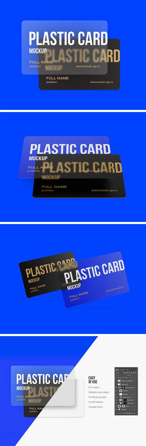 Advanced, easy to edit mockup. Free plastic card mockups | Business card mock up, Plastic ...