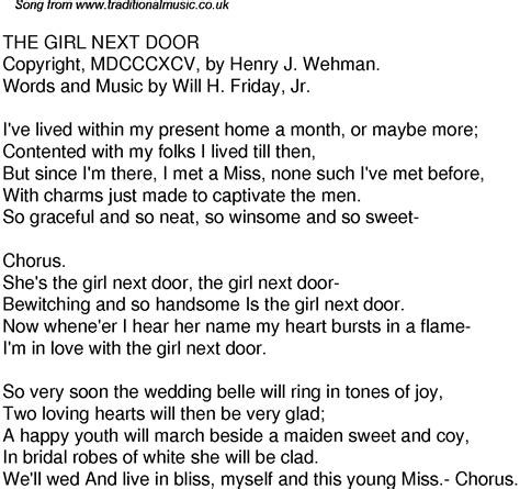 old time song lyrics for 49 the girl next door