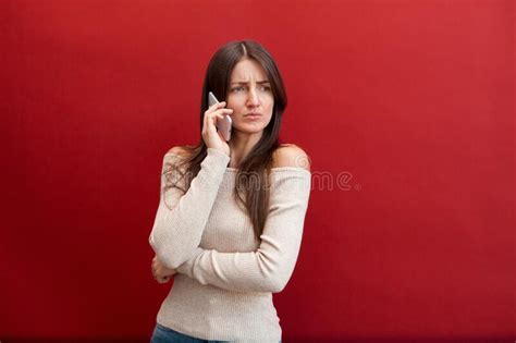 sad and unhappy girl talking on smartphone stock image image of expression beautiful 216588729