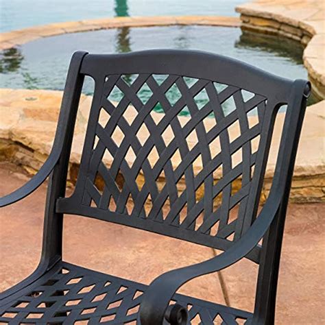 Hallandale Outdoor Cast Aluminum Chairs 2 Pcs Set Black Sand Garden