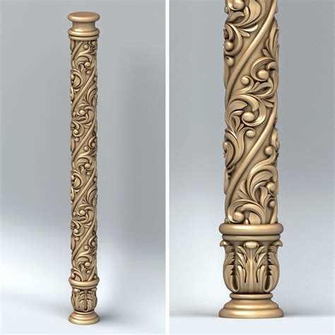 Column 004 3d Model Pillar Design Carving Wooden Pillars