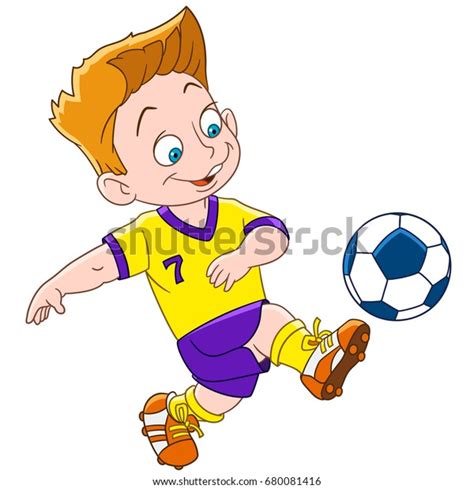Cartoon Boy Playing Football Isolated On Stock Vector Royalty Free