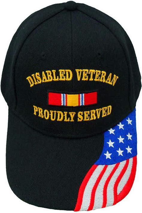 Disabled Veteran Cap Proudly Served Black Hat American