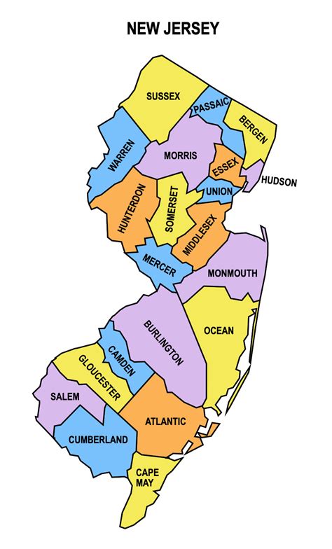 New Jersey County Map Editable And Printable State County Maps
