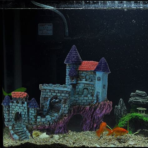 Resin Cartoon Castle Aquariums Decorations Castle Tower Ornaments Fish