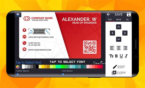 If you're having issues editing or downloading your business card, please try using google chrome. Business Card Maker Android App