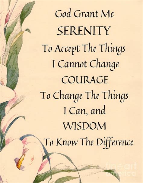 Serenity Prayer Typography On Calla Lilly Watercolor Painting By