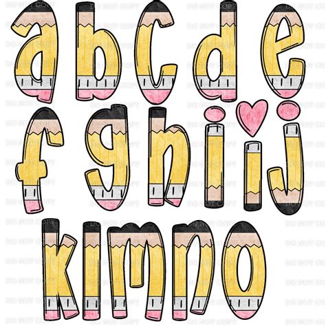 Pencil Doodle Letters Alphabet PNG Hand Drawn Upper And Etsy