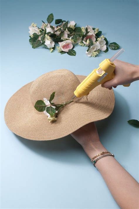 How To Make A Floral Sun Hat Straw Hat Crafts Hat Crafts Straw Hat Diy
