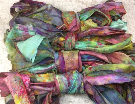Hand Dyed Sari Silk Ribbon 25 Wide 5 Yds Confetti Trim Etsy Silk