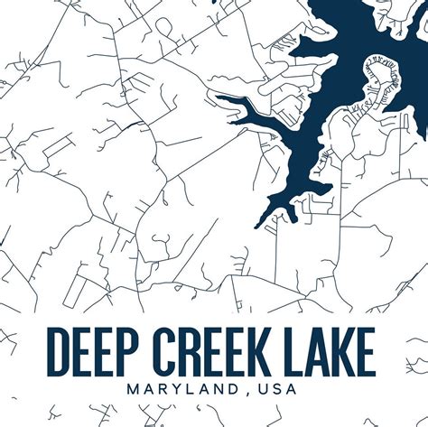 Deep Creek Lake Printable Map Deep Creek Lake Map Deep Creek Etsy