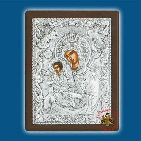 Holy Virgin Mary Theotokos Panagia O Glykasmos Ton Aggelon Silver Holy