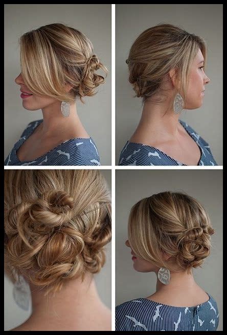 This textured updo uses a combination of braids and loosely pinned tousled locks for one of the most unique low updos we've ever seen. Casual updos for long thick hair