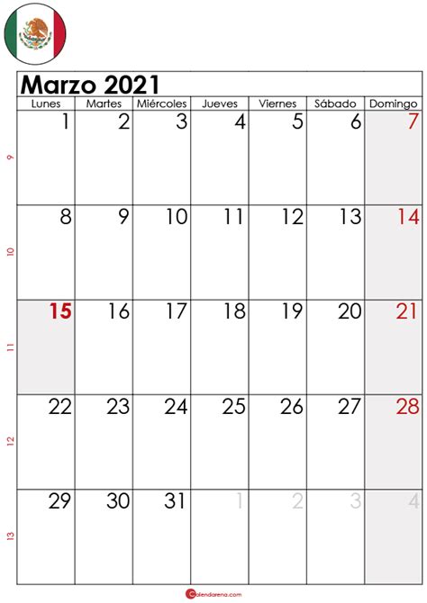 Calendario Marzo 2021 Para Imprimir Mx Calendario Calendario
