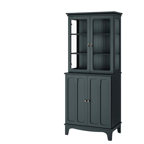 Lommarp Cabinet With Glass Doors Dark Blue Green 33 78x78 38 Ikea