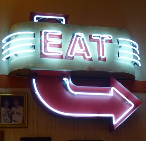 Pink Thing Of The Day Eat Neon Sign With Pink Arrow The Worley Gig