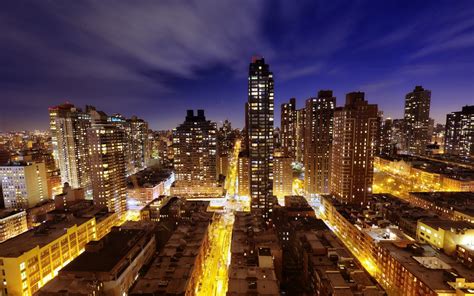 Free Download New York Skyscrapers At Night Full Hd And Widescreen