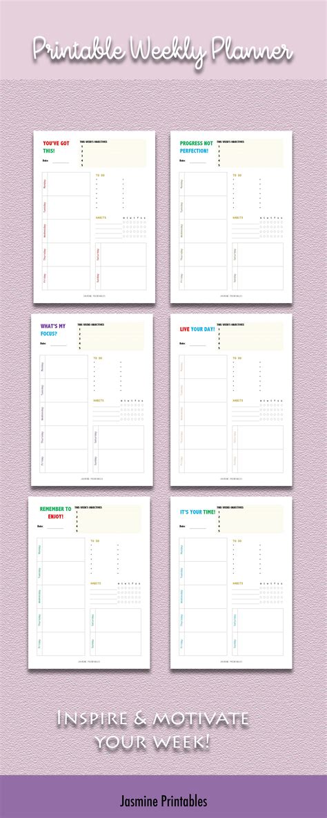Weekly planner one page layout Undated Planner Planner | Etsy | Weekly planner, Planner, Planner ...