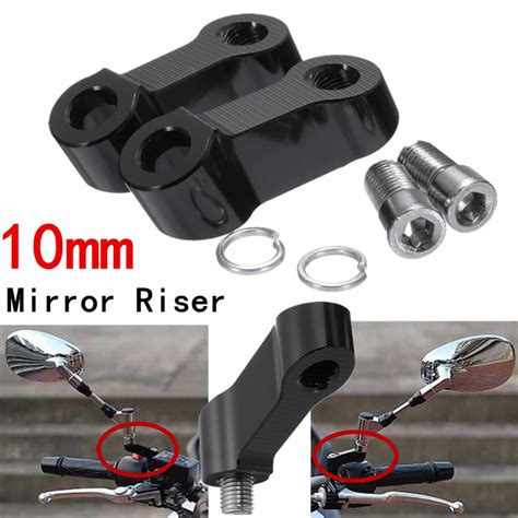 2pcs 10mm M10 Motorcycle Handlebar Mount Mirror Riser Extender Adapter