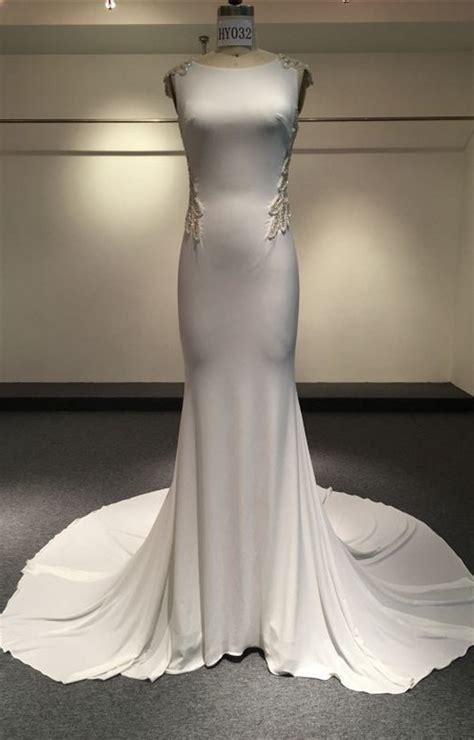 Evening Dresses High Neck All White Sexy Backless Jersey Mermaid Prom Dress Hy032 Real Sample On