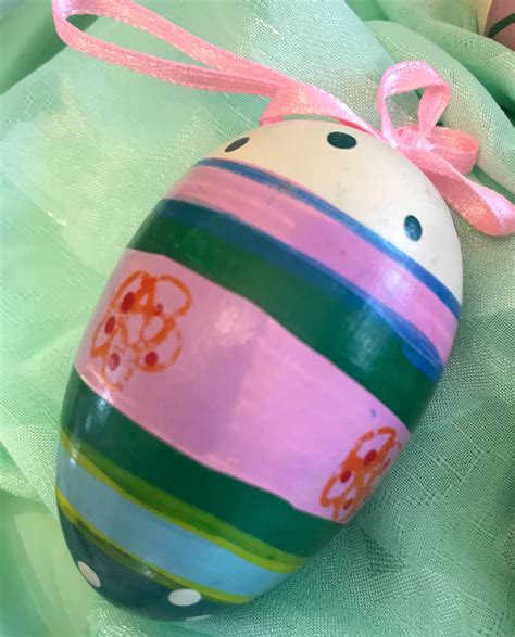 Vintage Easter Egg Ornaments Handpainted Wood Ornaments Easter