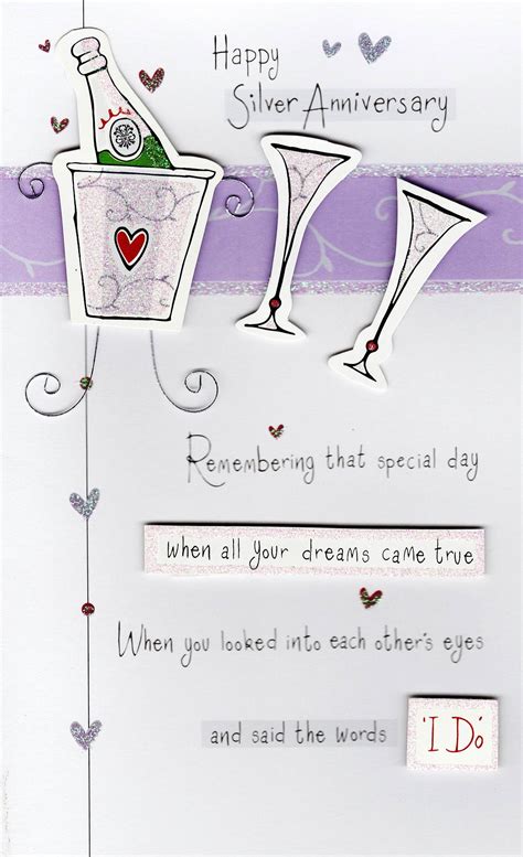 Happy 25th Silver Anniversary Greeting Card Cards Love Kates