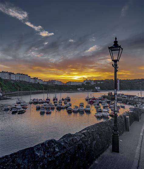 Sunset Over The Beautiful Harbour At Tenby South Wales 3744 X 4385