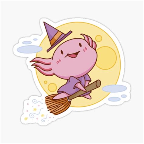 Cute Spooky Halloween Axolotl Witch Sticker For Sale By Anjelmatus