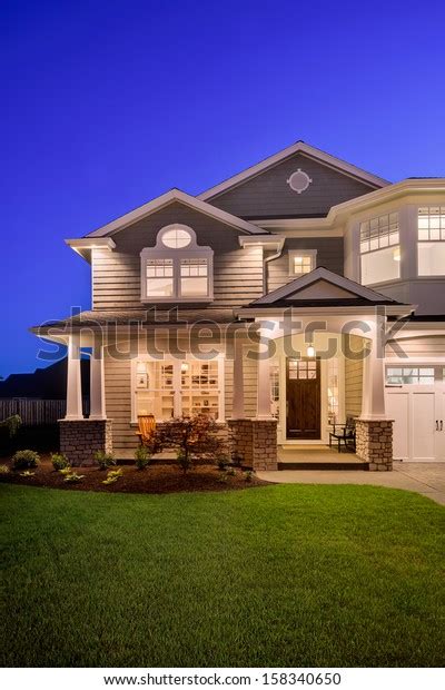 Beautiful Home Exterior Night Stock Photo Edit Now 158340650